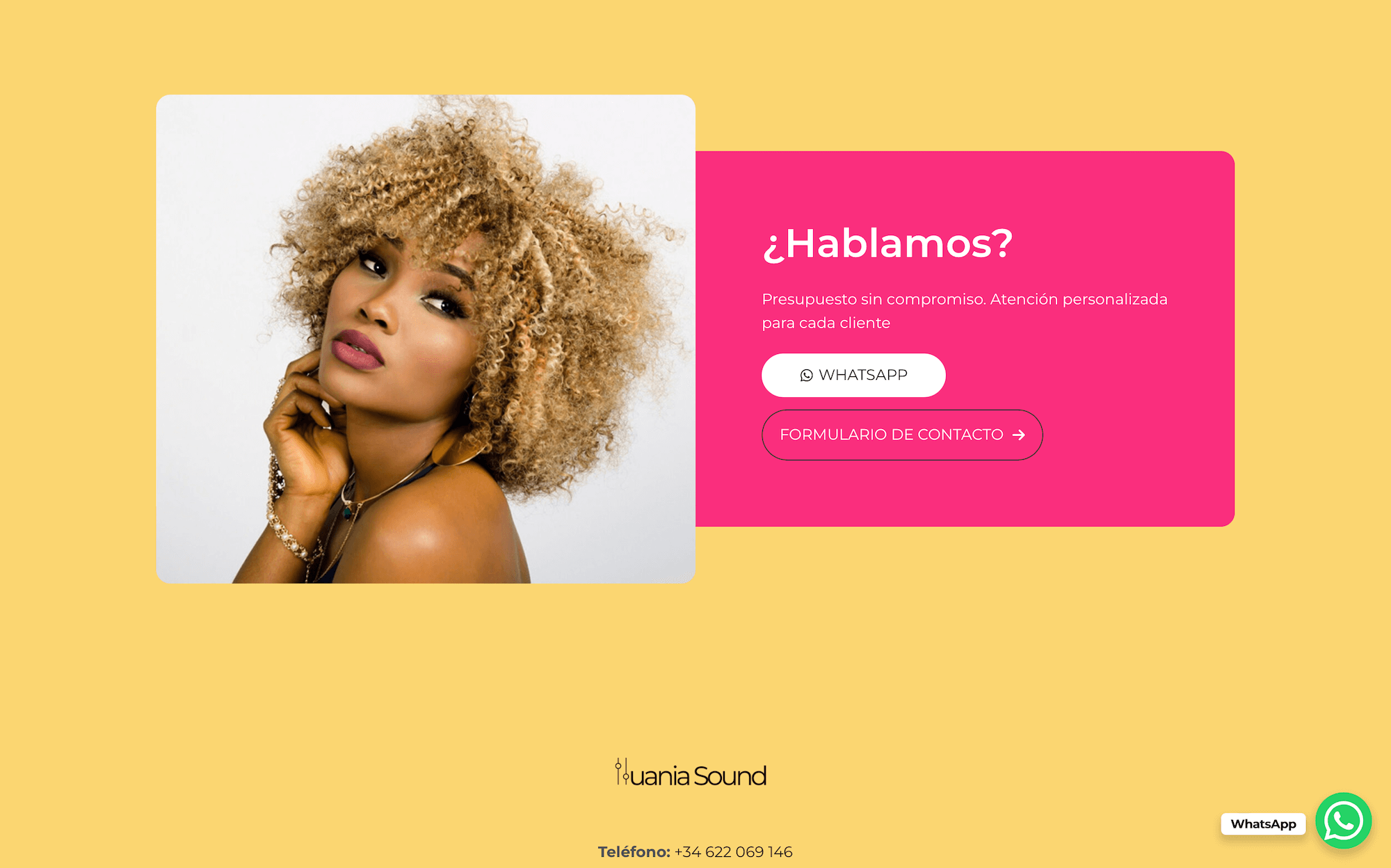 Modern web design for a Spanish sound company designed by Alex