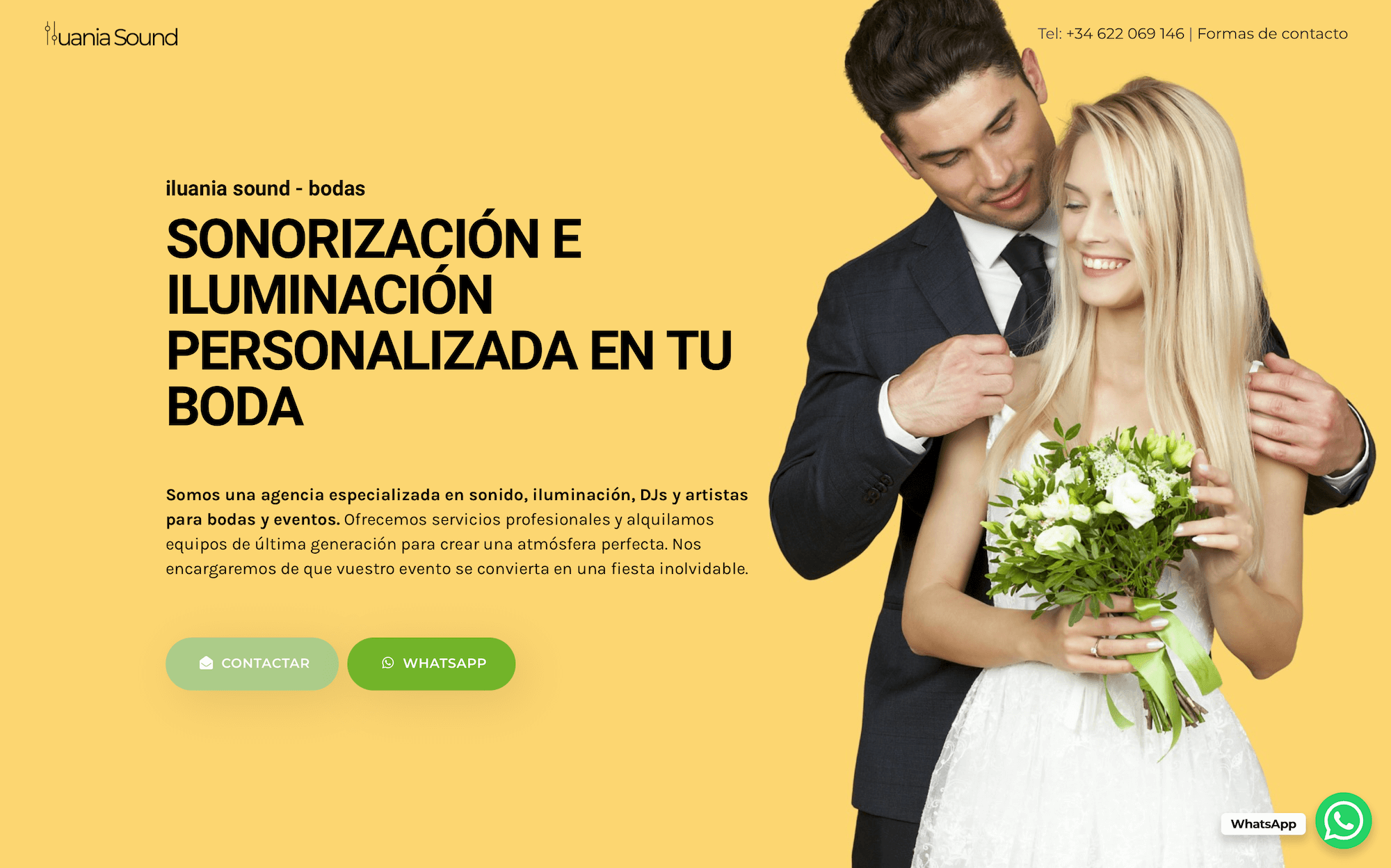 Modern web design for a Spanish sound company designed by Alex