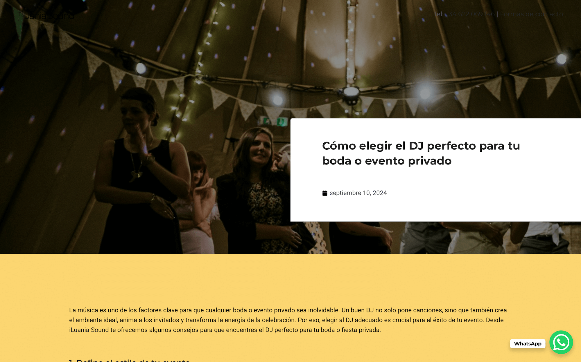 Modern web design for a Spanish sound company designed by Alex