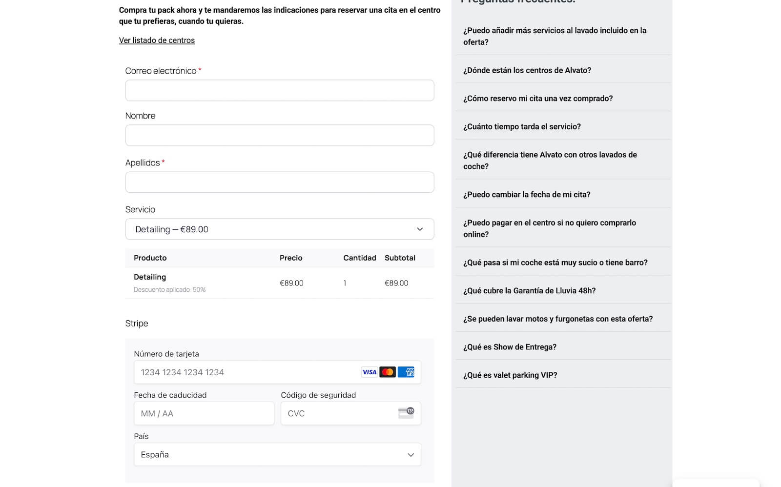 Sales Page stripe payment