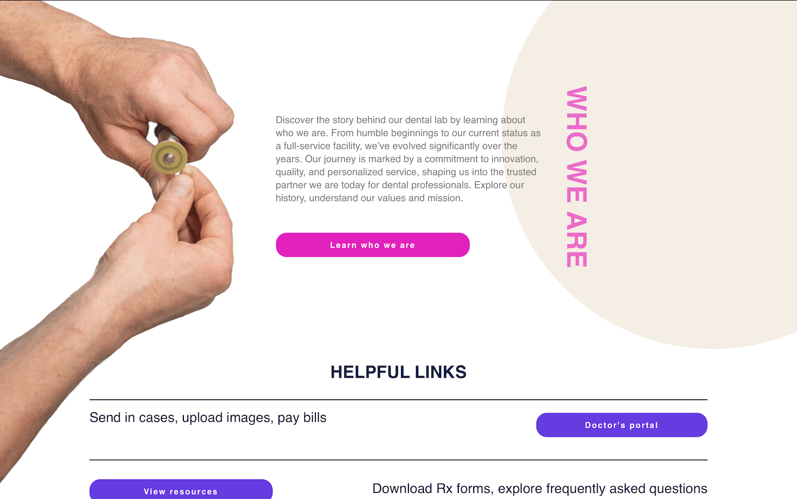 Homepage of GloDental LAB, a modern Dental Lab website developed with WordPress