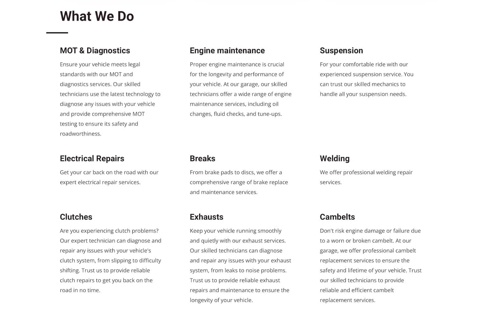 Informative Website for a Local Garage - RMD Garage