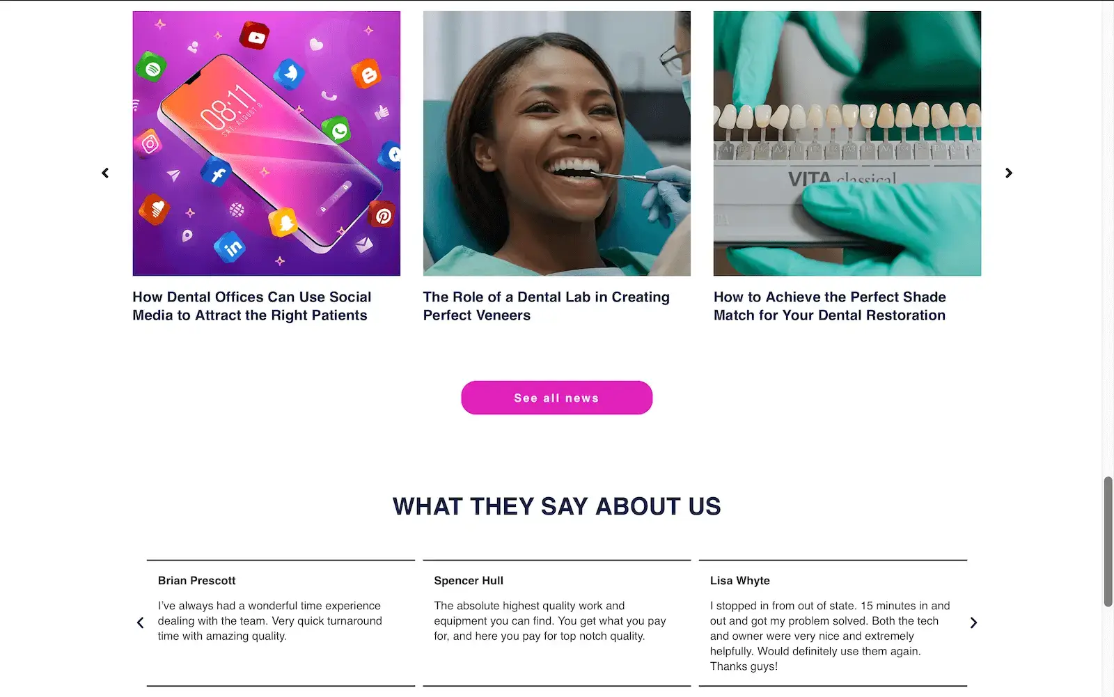 Desarrollo de página web para un laboratorio dental glodental desktop3.webp