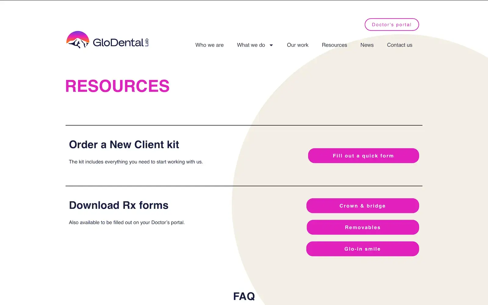 Desarrollo de página web para un laboratorio dental glodental desktop5.webp